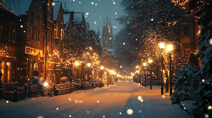 Poster - Beautiful city lofi background, scene of the city, night in the city, scene of the city in winter