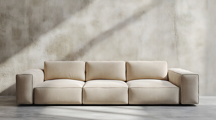 Poster - Beige sofa against of empty wall with copy space, minimalist int