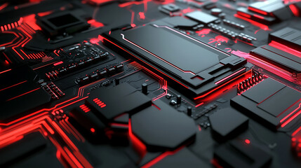 Poster - Black and red computer graphics background