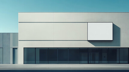 Fototapete - Blank billboard on a modern building facade for advertising, on an urban street background, concept of marketing