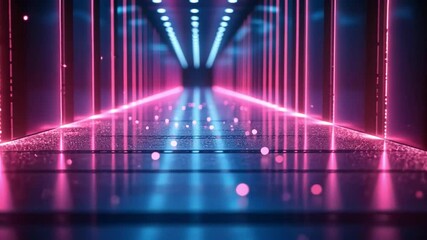 Wall Mural - neon corridor of innovation: step into a futuristic realm defined by an endless corridor aglow with 