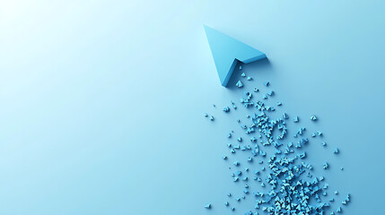 Aufkleber - Blue arrow pointing upwards on light blue background with many smaller arrows behind it represent growth or progress