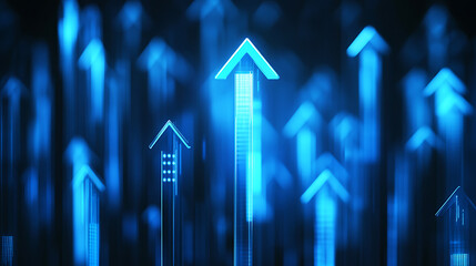 Aufkleber - Blue arrows pointing upwards symbolizing growth or progress in business performance