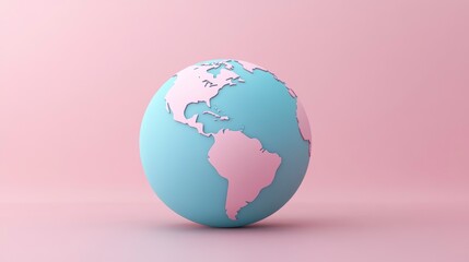 Aufkleber - Pastel pink and blue globe on pink background.