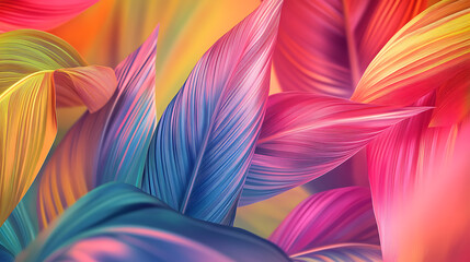 Poster - Bright tropical overlapping leaves trendy background