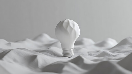 Aufkleber - Close-up of white lightbulb on grey background with copy space