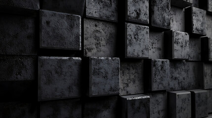 Poster - Close-up retro black cement & concrete wall texture for product display and promotion