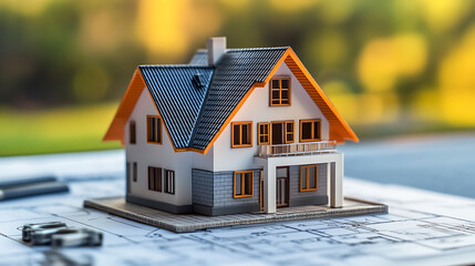 Poster - Closeup of house plan blueprint, illustration