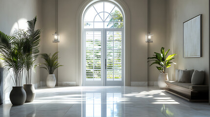 Aufkleber - Coastal, mediterranean interior design of modern entrance hall with door