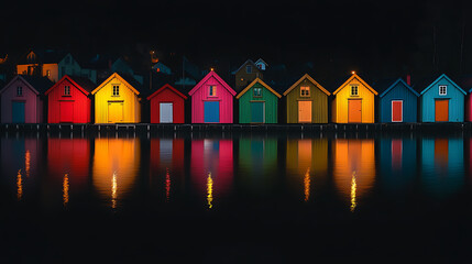 Poster - Colorful houses over water in trondheim citynorway