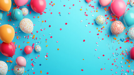 Poster - Colorful party background with balloons and confetti