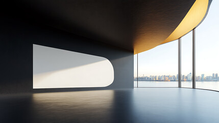 Fototapete - Orange empty interior with white vase