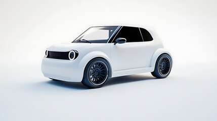 Poster - 3d renderingillustration of white city car on white background