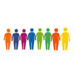 © Ifti Digital - Colorful diversity line of people representing unity and inclusion on a Transparent background, Colorful Diversity Line People on PNG background