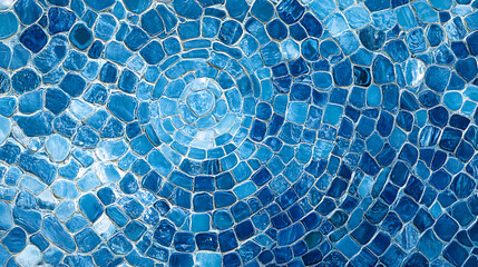 Aufkleber - A detailed view of a seamless blue mosaic texture with varying shades and circular patterns, giving an impression of flowing water