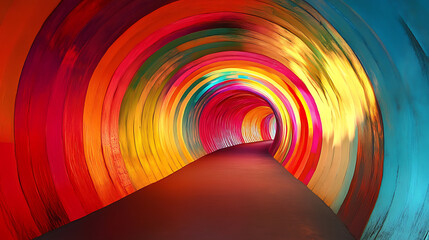 Aufkleber - A large colorful colorful striped tunnel is featured