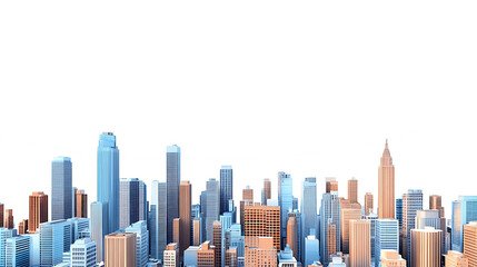 Fototapete - A white background with blue and brown city and sky building