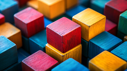 Poster - Geometric geometric shape of cubes with colors
