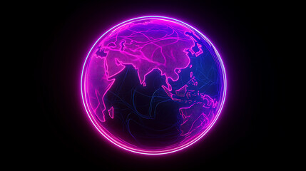 Wall Mural - global communication technologies, earth globe with neon lines 3d illustration