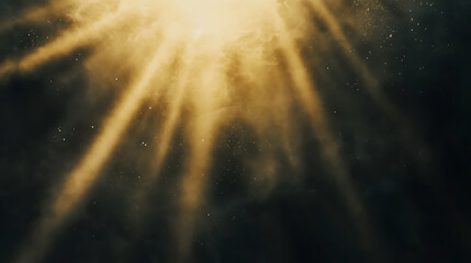 Poster - Glowing sunlight rays with lens flare effect on black background