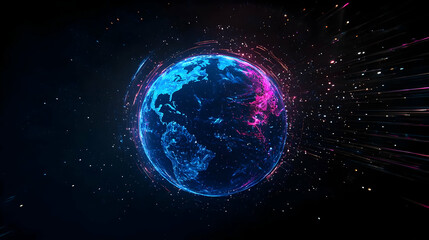 abstract glowing digital earth model