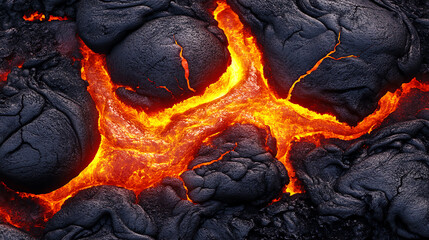 Aufkleber - Lava texture fire background rock volcano magma molten hell hot flow flame pattern seamless, earth lava crack volcanic texture ground fire burn explosion stone liquid black red inferno planet relief