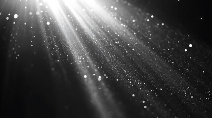 Poster - Lens flare effect on black background white sparkling light rays for creative design projects