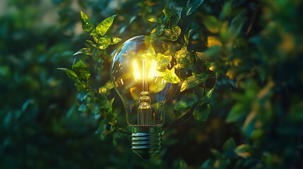 Aufkleber - Light bulb as a symbol of renewable green energy