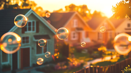 Poster - Housing bubble concept, property market crisis