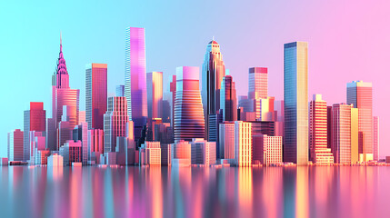 Poster - Images of parts of a modern city, 3d illustration