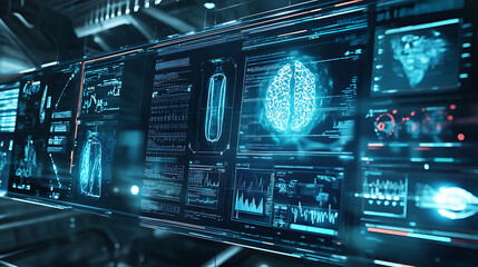 Fototapete - Med tech concept, medical records on electronic devices
