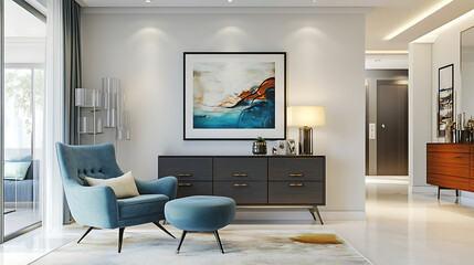 Aufkleber - Interior design of modern living room with arch