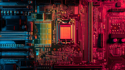Aufkleber - Microprocessor and cpu technology background, main microchip on the motherboard