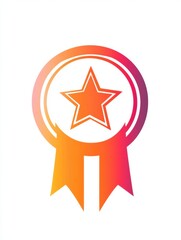 Fototapete - Modern award ribbon logo featuring a star in the center designed with clean lines and a festive professional style
