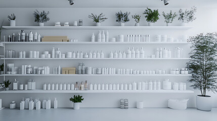 Aufkleber - Laboratory with white shelves