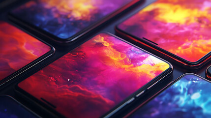 Aufkleber - Mobile phones with abstract backgrounds
