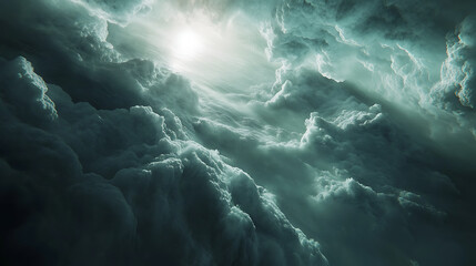 Poster - Landscape of ocean and sunlight through the clouds