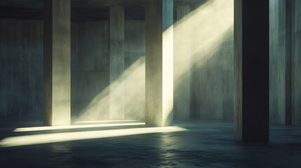 Leinwandbilder - Modern empty room with subtle sunlight and concrete textures