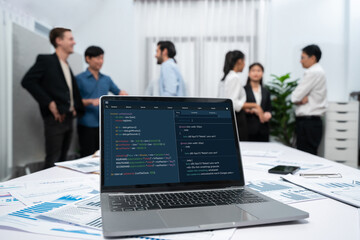 Wall Mural - software development programming on computer screen for brisk application and program coding
