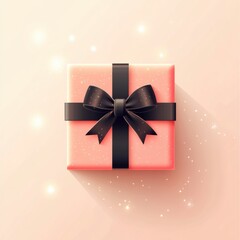Poster - Minimalist logo showcasing a gift box adorned with a ribbon, set against a bright holiday-inspired background with soft elegant shadows
