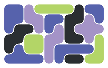 Wall Mural - bento background with black liquid connected circle dots. metaballs pattern on white. abstract geometric shapes collection Point movement flat icon	