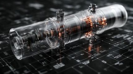 Wall Mural - Detailed diagram of an X-ray tube showcasing key components and functionality for generating X-rays. A visual tool for understanding radiography and medical equipment in healthcare innovation.


