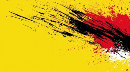 Wall Mural - bright abstract art with dynamic splashes of color on yellow background