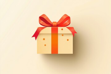Poster - Minimalist logo featuring a beautifully wrapped gift box with a ribbon on a bright holiday background