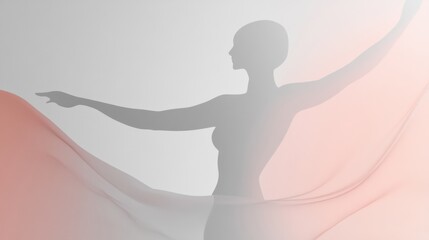 Aufkleber - Minimalistic silhouette of a toned body with smooth curves on a soft gradient background for a clean and professional aesthetic