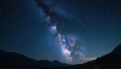 night sky photo with stars and galaxies in outer space background. beautiful starry cosmos with nebu