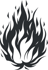 Wall Mural - abstract black flame silhouette illustration on a white background, depicting dynamic fire design.