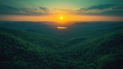 Wall Mural - Ozarks Sunset created with Generative AI Technology, ai, generative