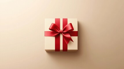 Aufkleber - minimalist logo of an elegant gift box with a ribbon on a bright holiday background showcasing festi