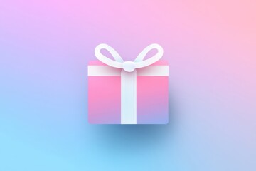 Poster - Minimalist logo design featuring a gift box with a ribbon set against a vibrant, joyful holiday background